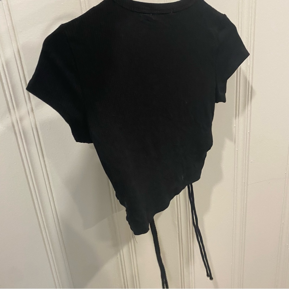 Black Ruched Crop Top - Picture 6 of 6